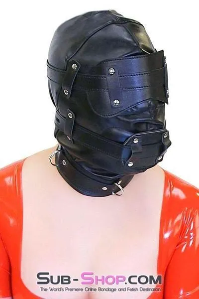 0194SM      Total Lockdown Full Locking Hood with Removable Blindfold & Penis Gag