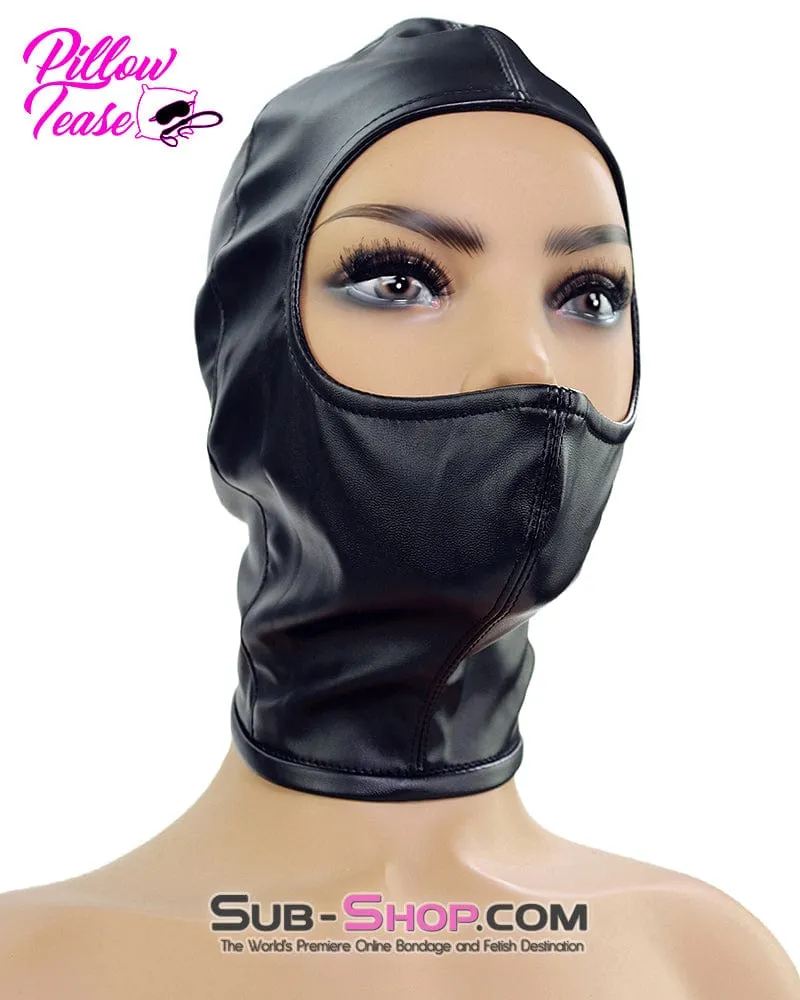 1493DL      Gwen Style Black Open Eyes and Nose Zippered Bondage Hood