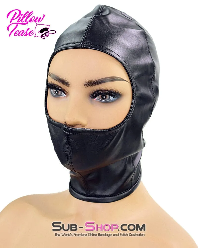 1493DL      Gwen Style Black Open Eyes and Nose Zippered Bondage Hood