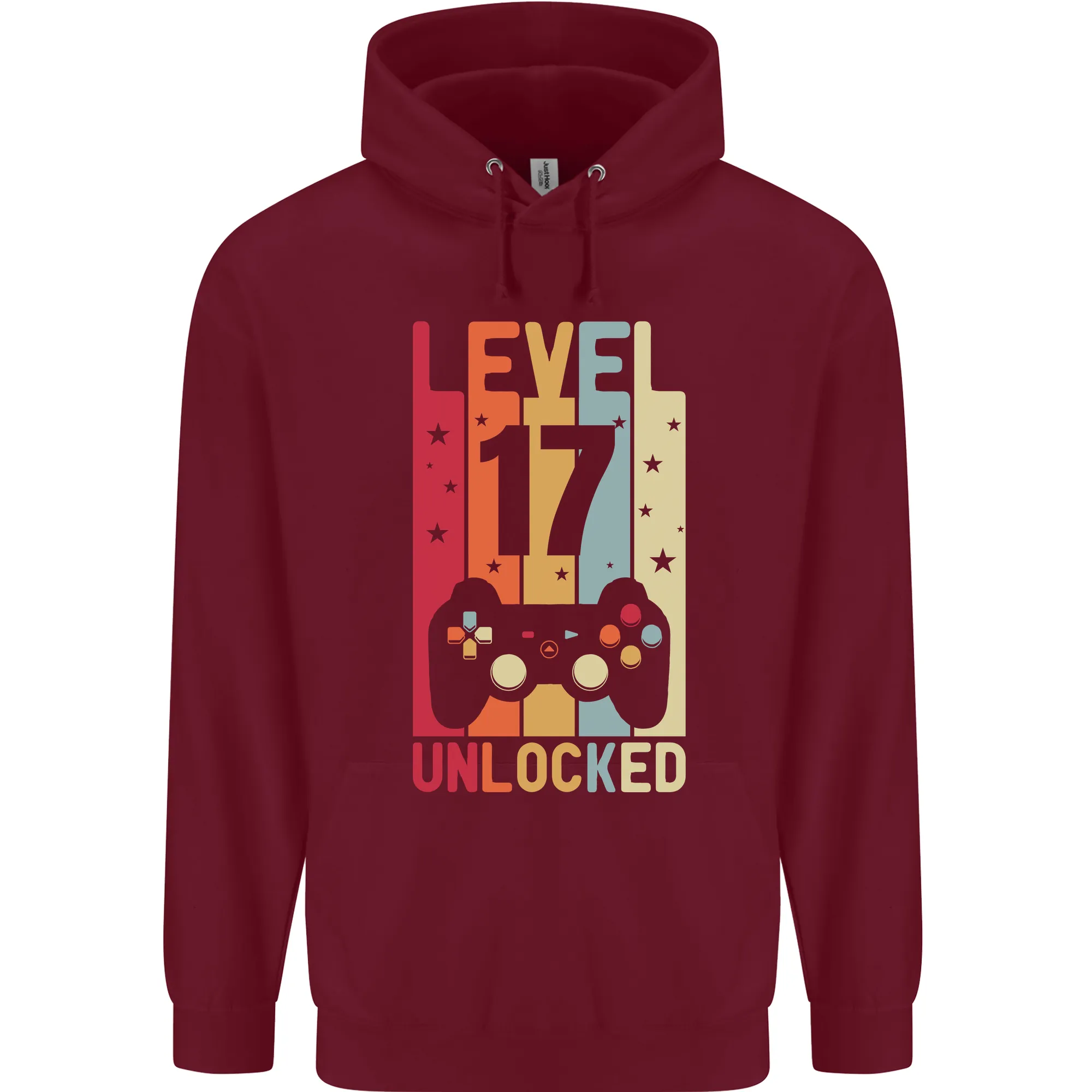 17th Birthday 17 Year Old Level Up Gaming Mens 80% Cotton Hoodie