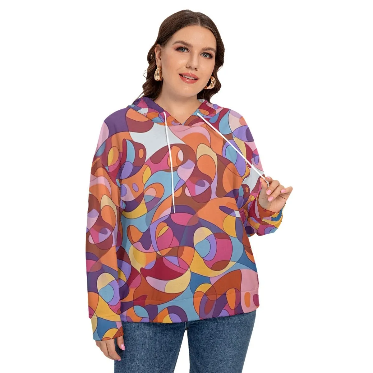 Abstractify Women's Long Sleeve Sweatshirt With Hood (Plus Size)