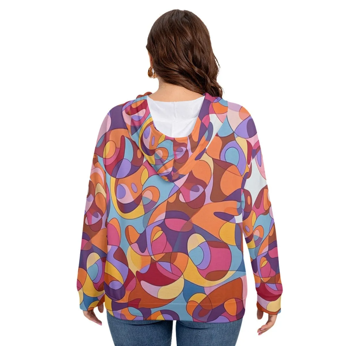 Abstractify Women's Long Sleeve Sweatshirt With Hood (Plus Size)