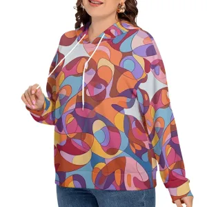 Abstractify Women's Long Sleeve Sweatshirt With Hood (Plus Size)