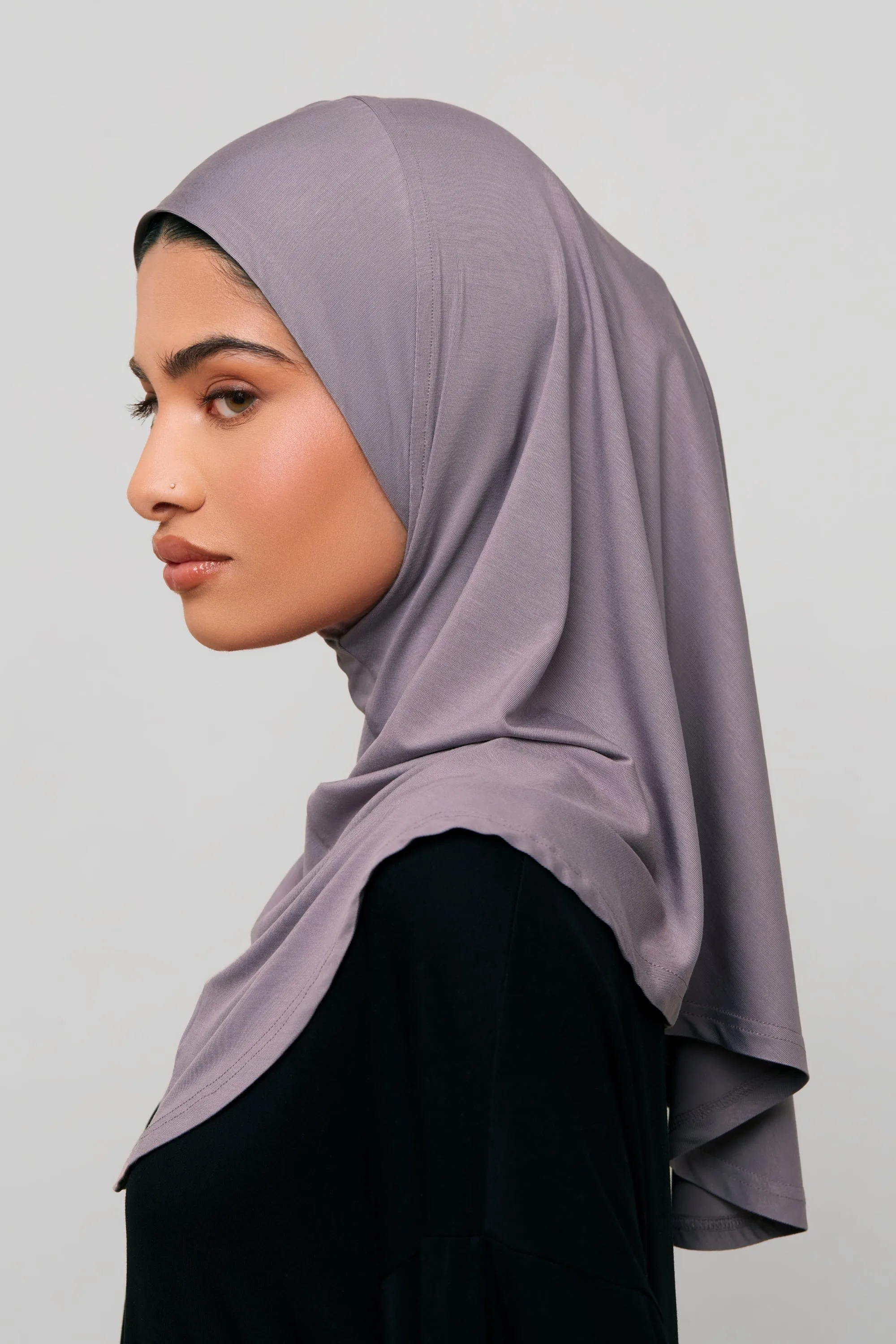 Amira Bamboo Jersey Instant Hijab - Purple Dove