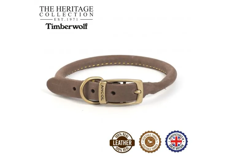 Ancol - Timberwolf Round Leather Collar - Blue - Size 7 (50-59cm)