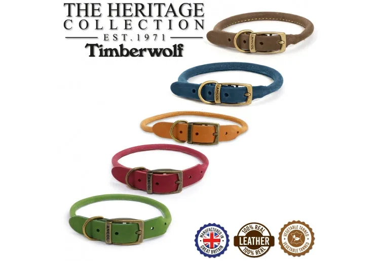 Ancol - Timberwolf Round Leather Collar - Mustard - Size 5