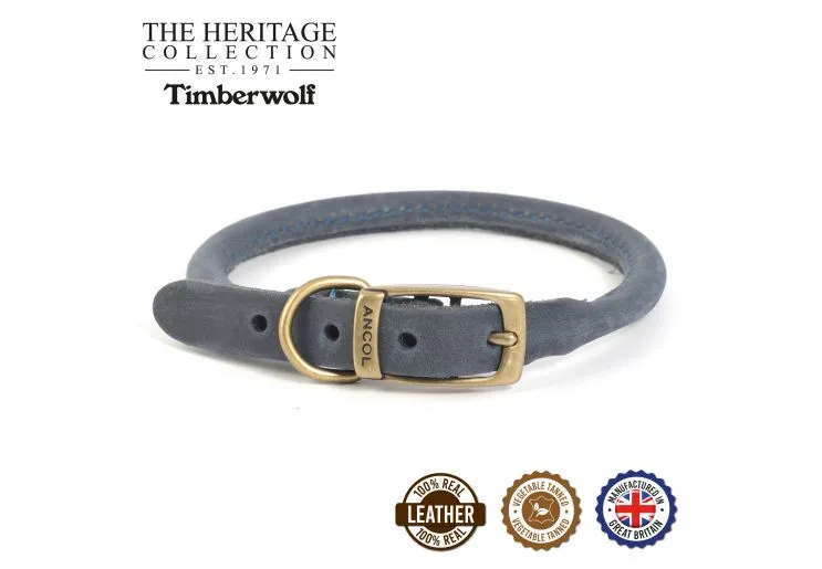 Ancol - Timberwolf Round Leather Collar - Raspberry - Size 7 (50-59cm)