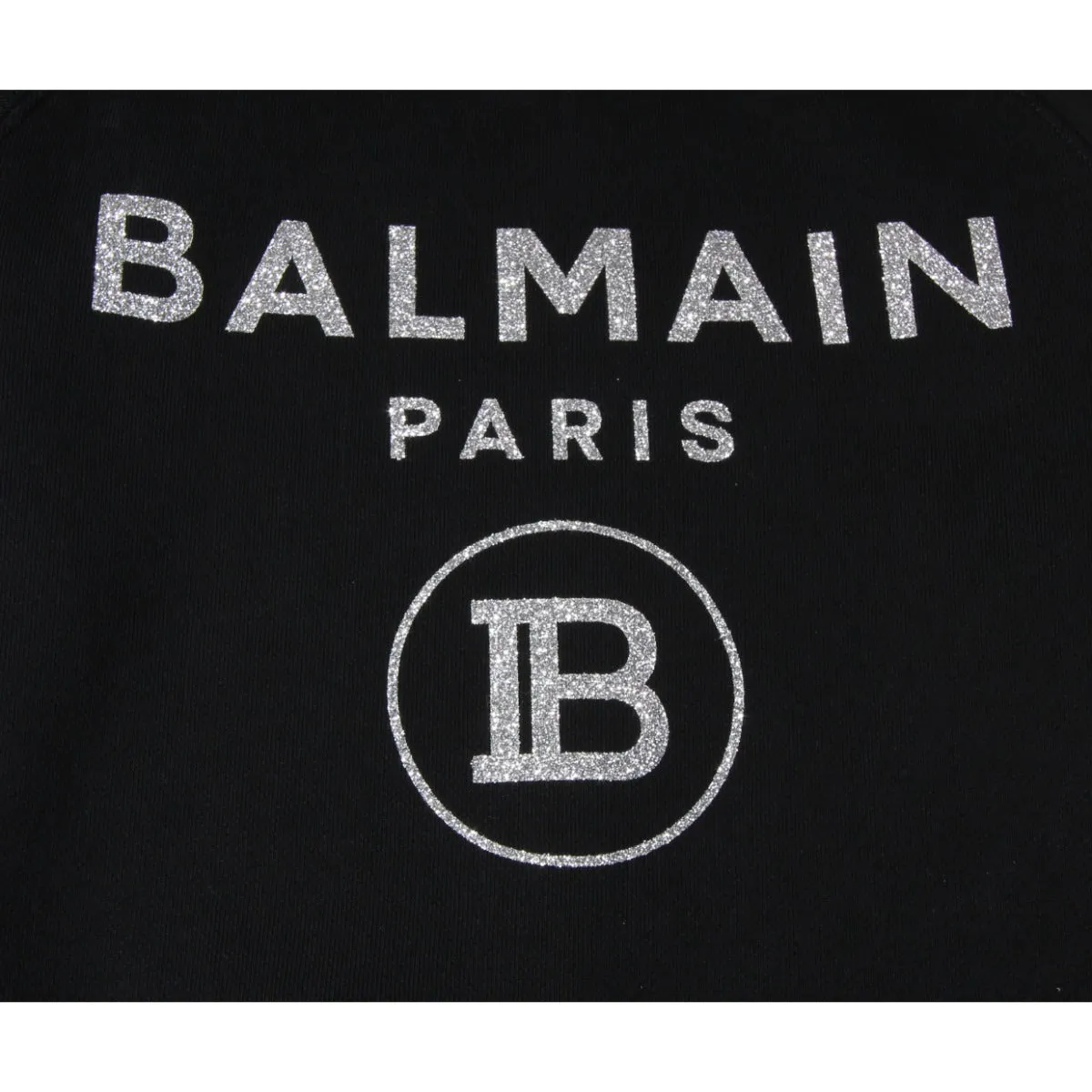 Balmain Kids Black Glitter Logo Sweatshirt