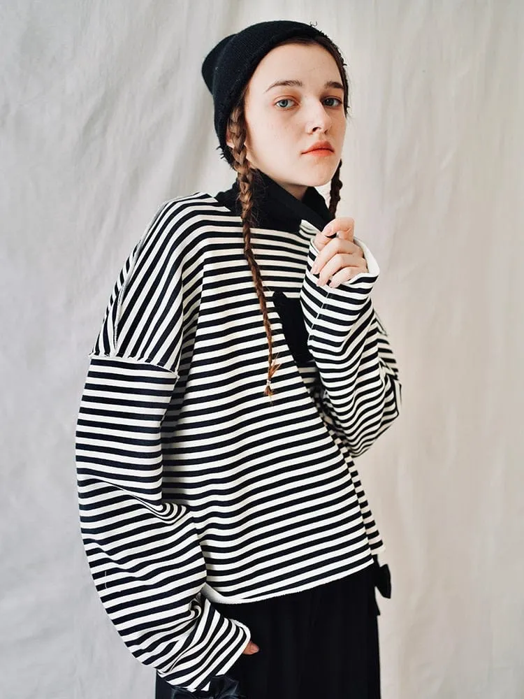 Black and White Striped Sweatshirt