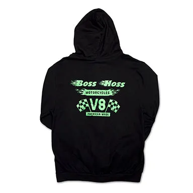 Black w/ Neon Green Checkered Flag Flaming Finish Zipper Sweatshirt