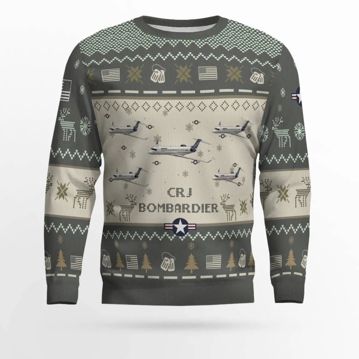 Bombardier CRJ Aircraft Ugly Sweater, Ugly Sweater Christmas Shirt for Men Dad Veteran