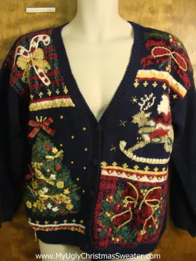 Busy 80s Rocking Horse Tacky Bad Christmas Sweater