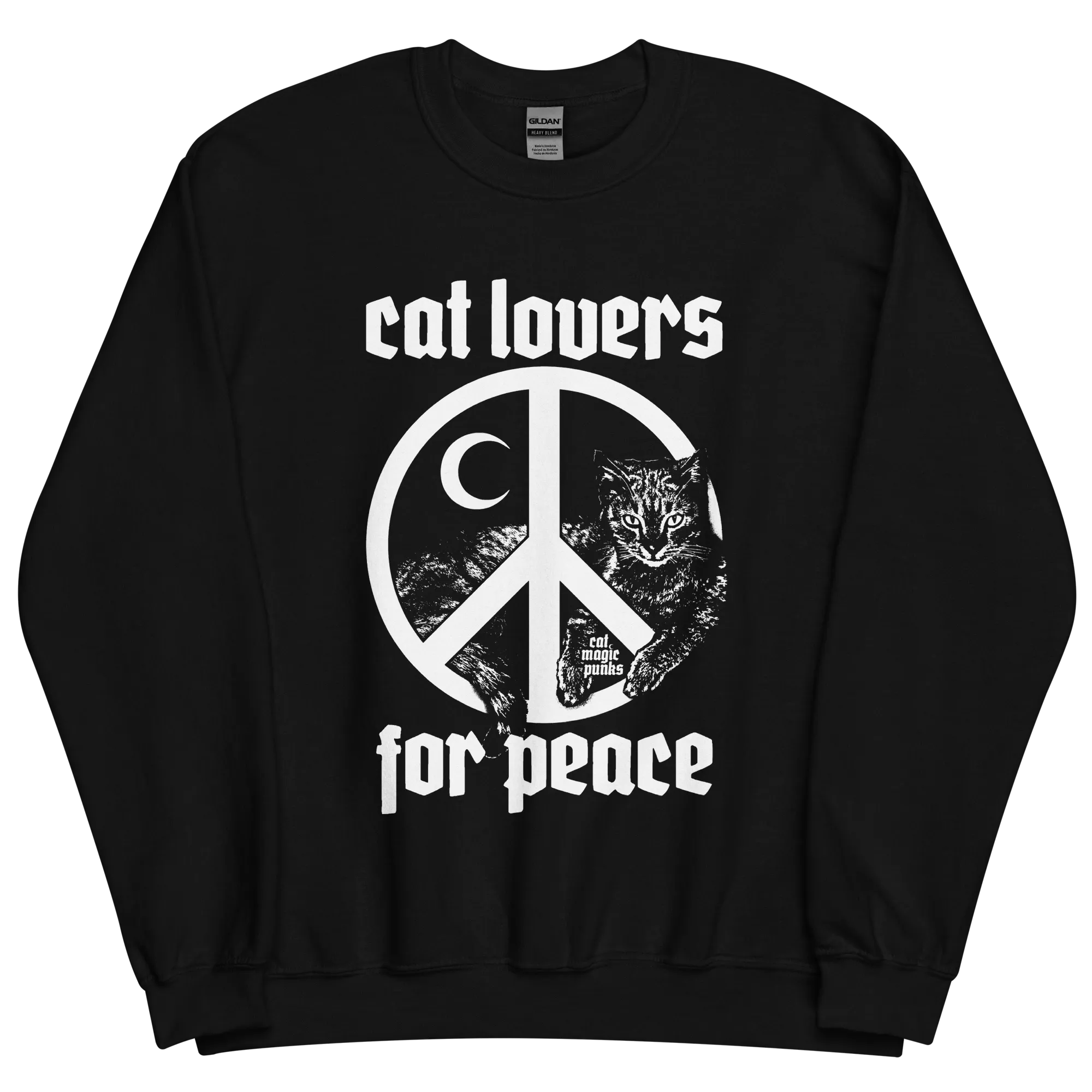 CAT LOVERS FOR PEACE Sign Crewneck Sweatshirt