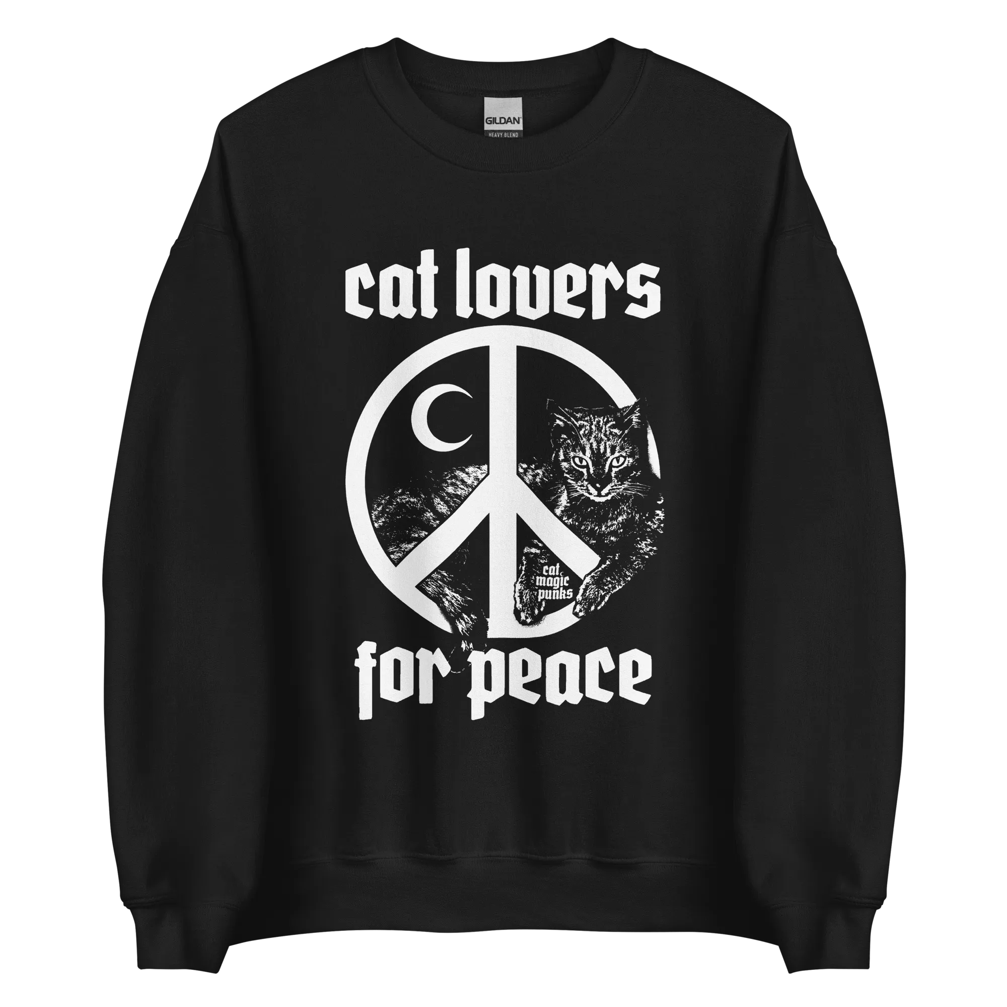 CAT LOVERS FOR PEACE Sign Crewneck Sweatshirt