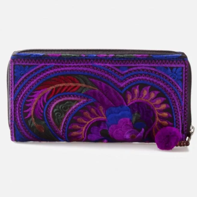 Colorful Embroidered Wallet - Boho Chic Vegan Wallet/Clutch Bag