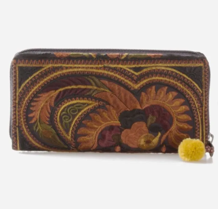 Colorful Embroidered Wallet - Boho Chic Vegan Wallet/Clutch Bag