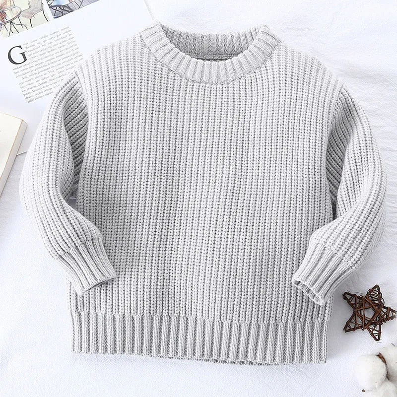 Cozy Kids' Round Neck Knit Sweater