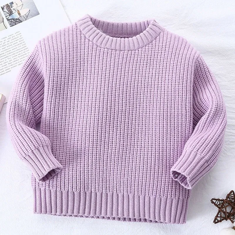 Cozy Kids' Round Neck Knit Sweater