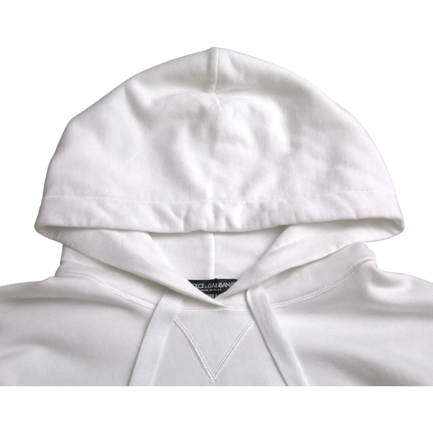 Dolce & Gabbana White Cotton Logo Hoodie Pullover Sweater