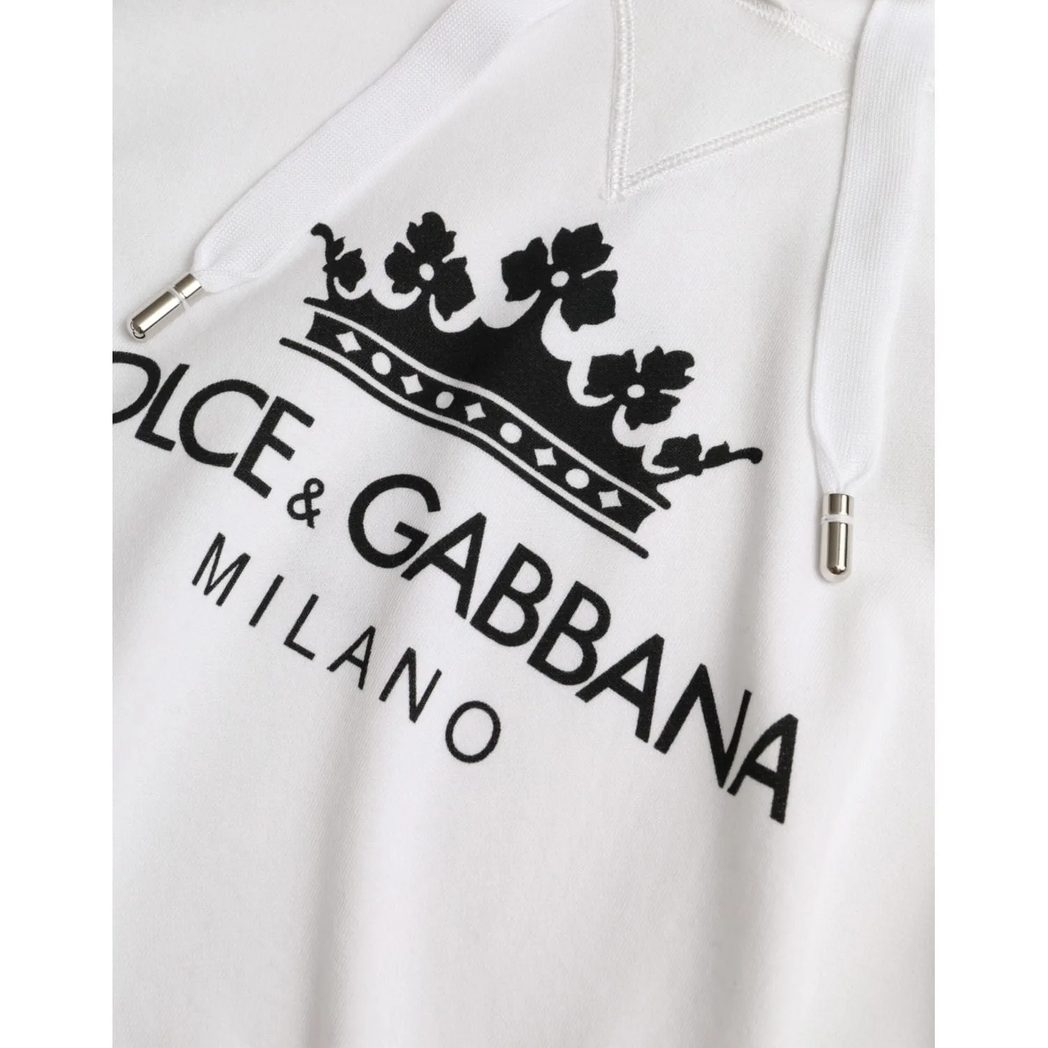 Dolce & Gabbana White Cotton Logo Hoodie Pullover Sweater