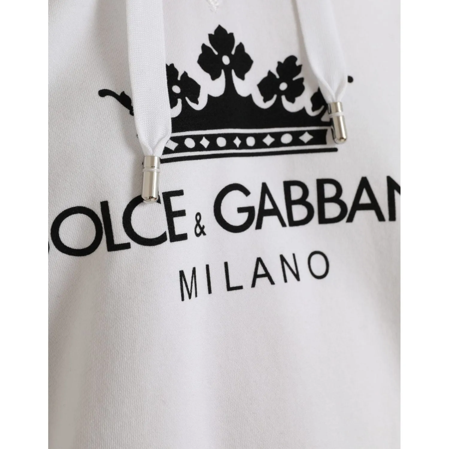 Dolce & Gabbana White Cotton Logo Hoodie Pullover Sweater