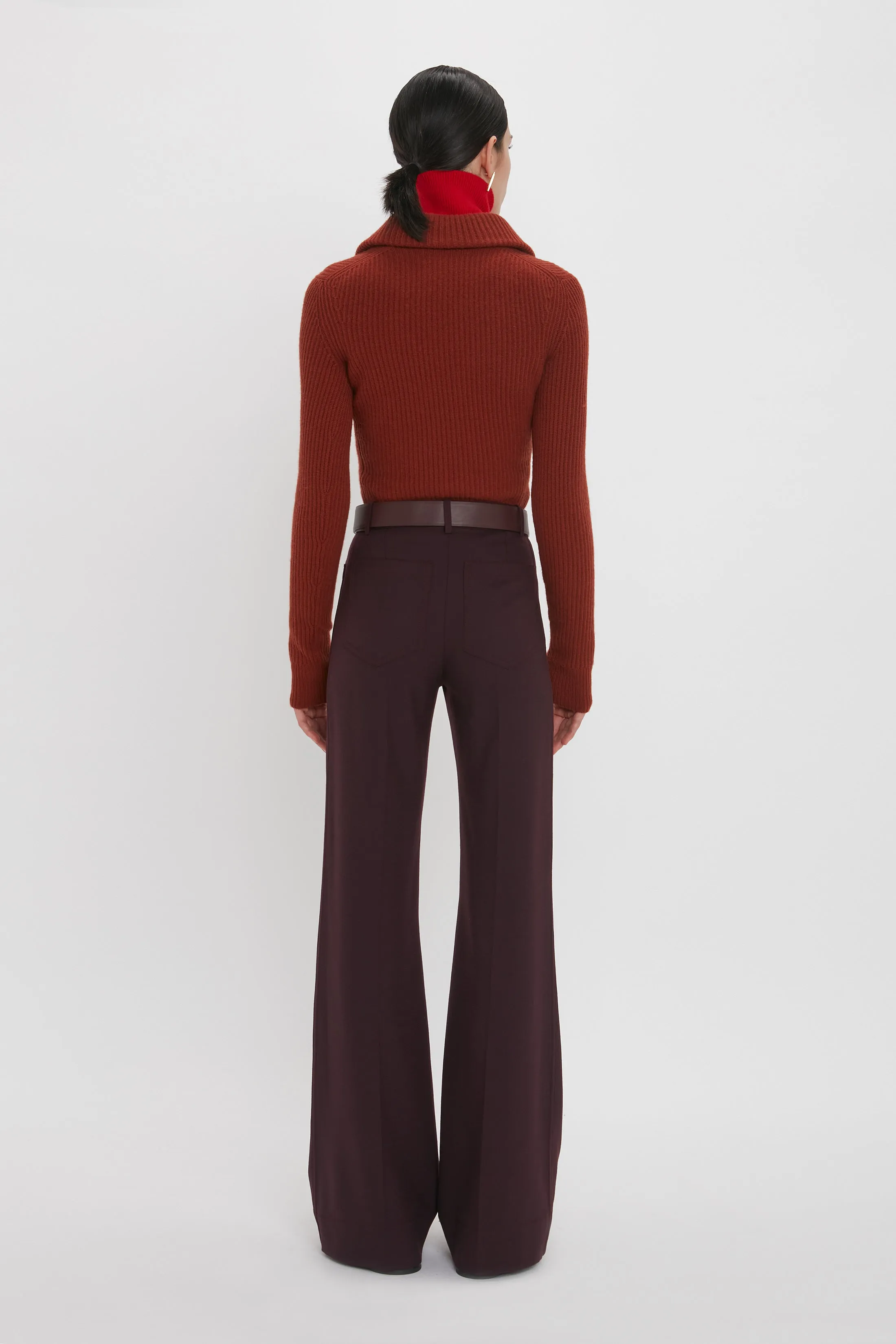 Double Collared Jumper In Russet