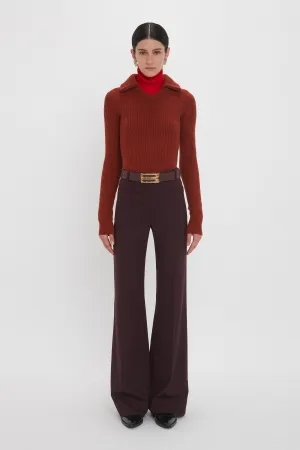 Double Collared Jumper In Russet