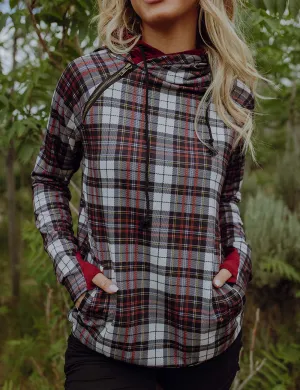 Double Hooded Plaid and Red Sweatshirt