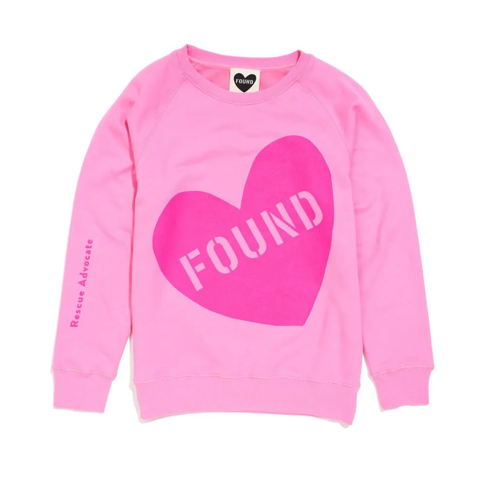 Found My Animal Big Full Heart Sweatshirt, Candy Pink   Magenta