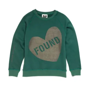 Found My Animal Big Full Heart Sweatshirt, Hunter Green   Pine