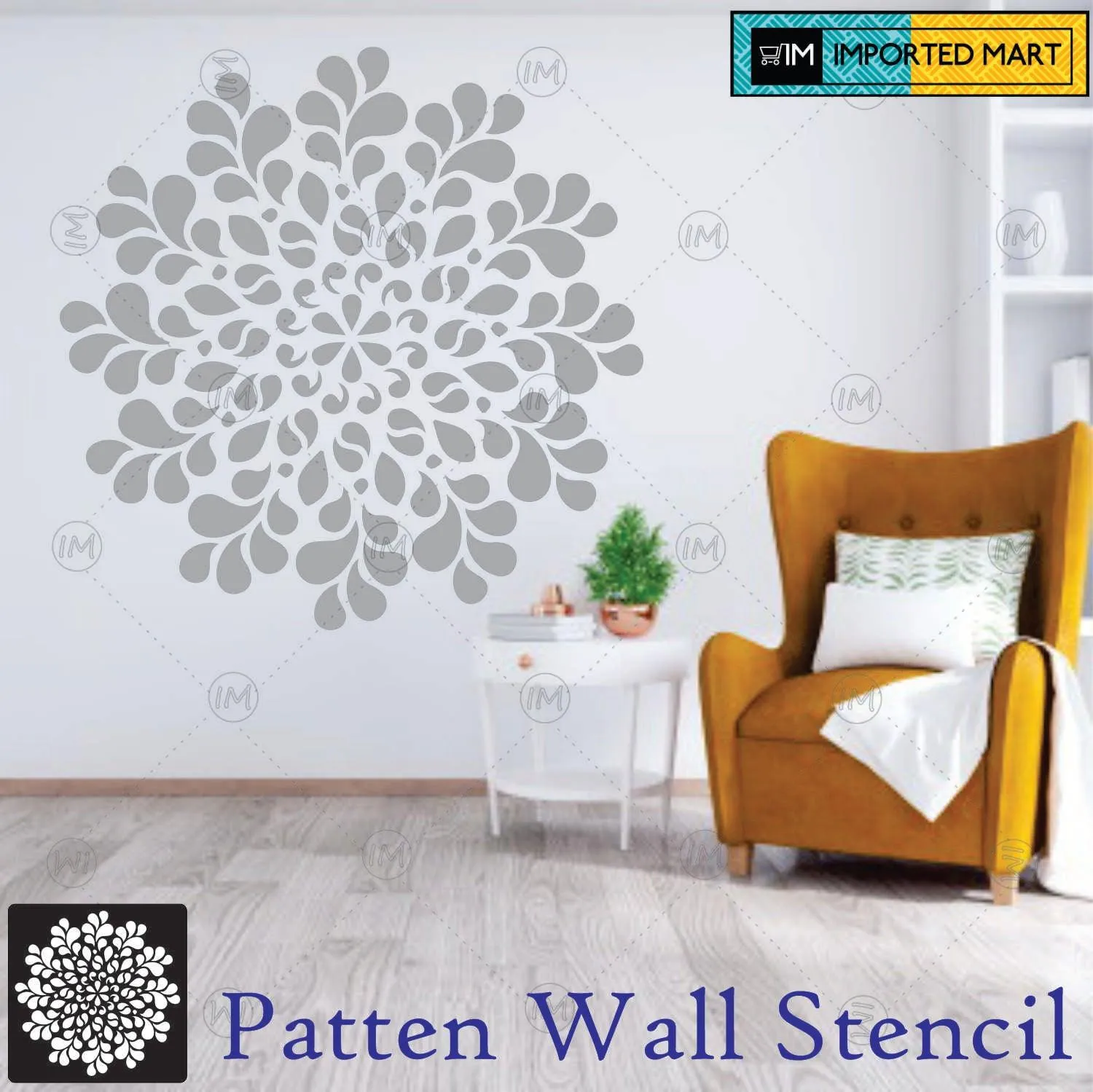 Geometric abstract mandala Reusable Stencil for Canvas and wall painting.ID#125