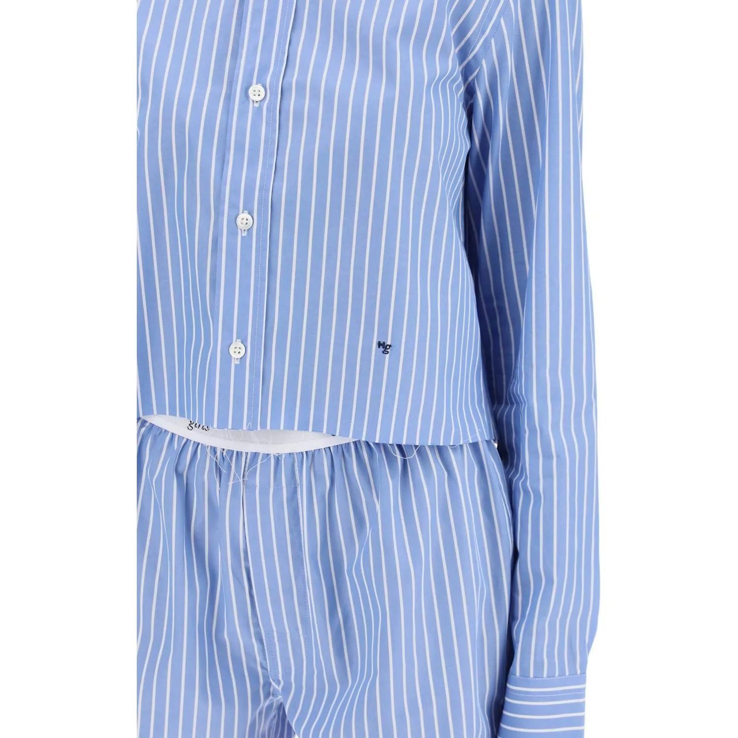 Homme Girls cropped striped poplin shirt