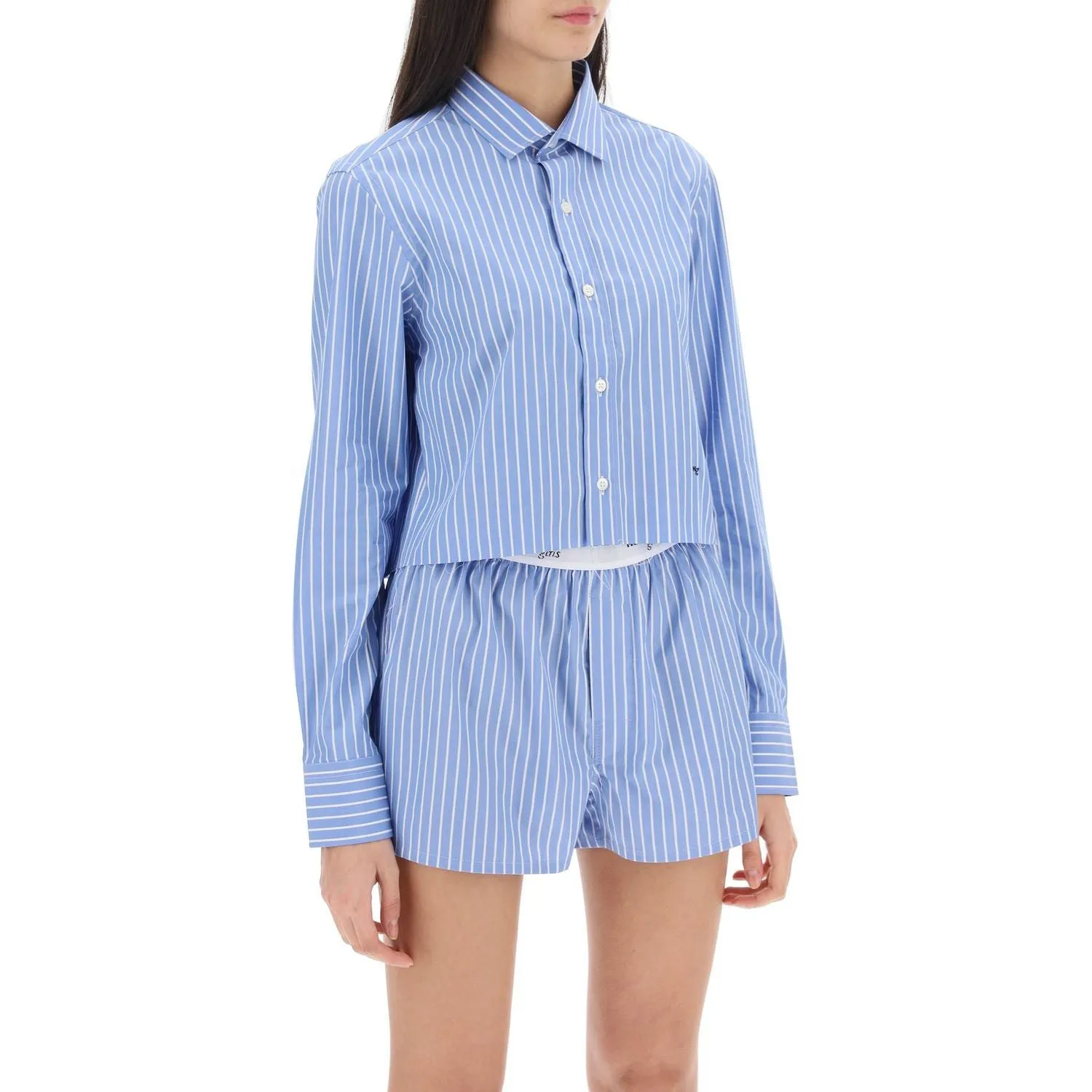 Homme Girls cropped striped poplin shirt