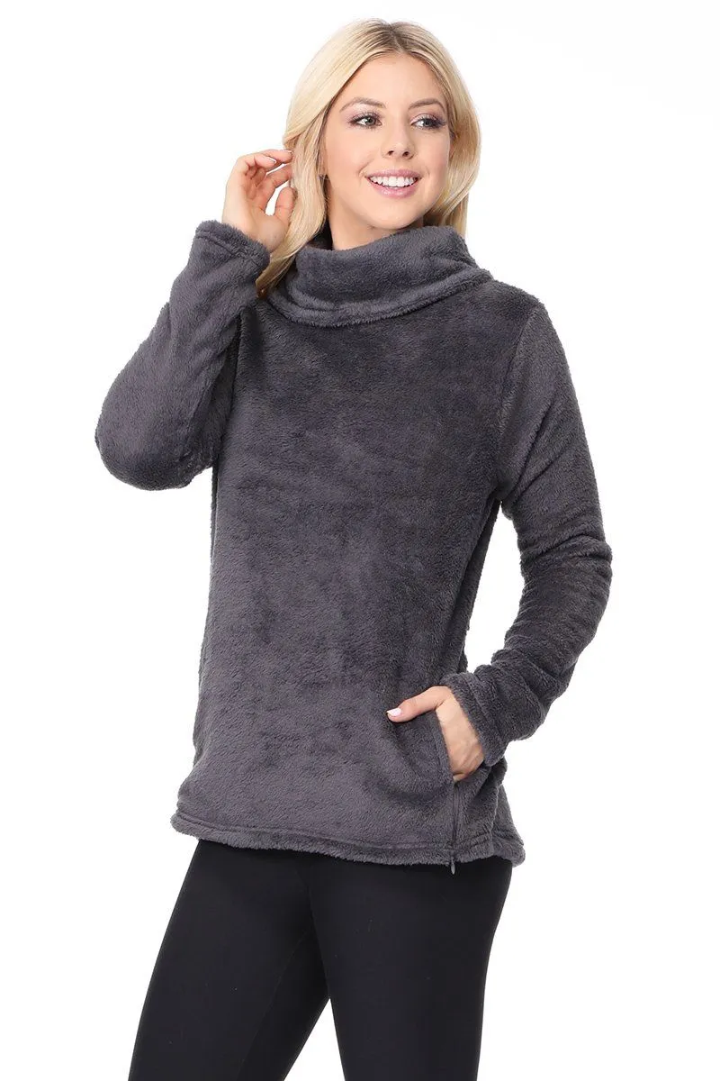 Kristy - Grey Funnel Hoodie w Pockets