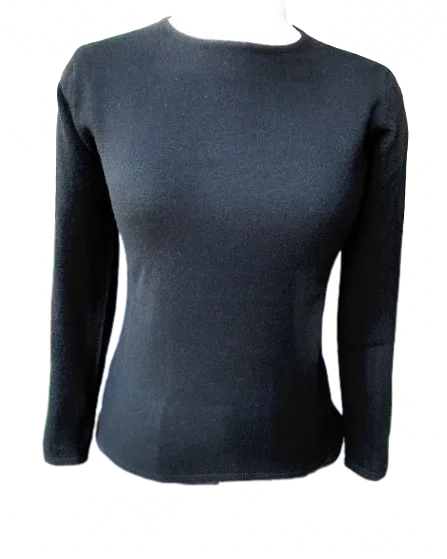 Ladies Cashmere Sweater: Crew Neck Black