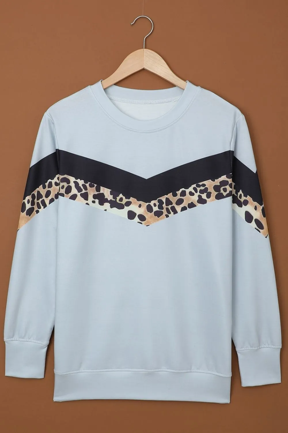 Leopard-Print Patchwork Hoodless Sweatshirt