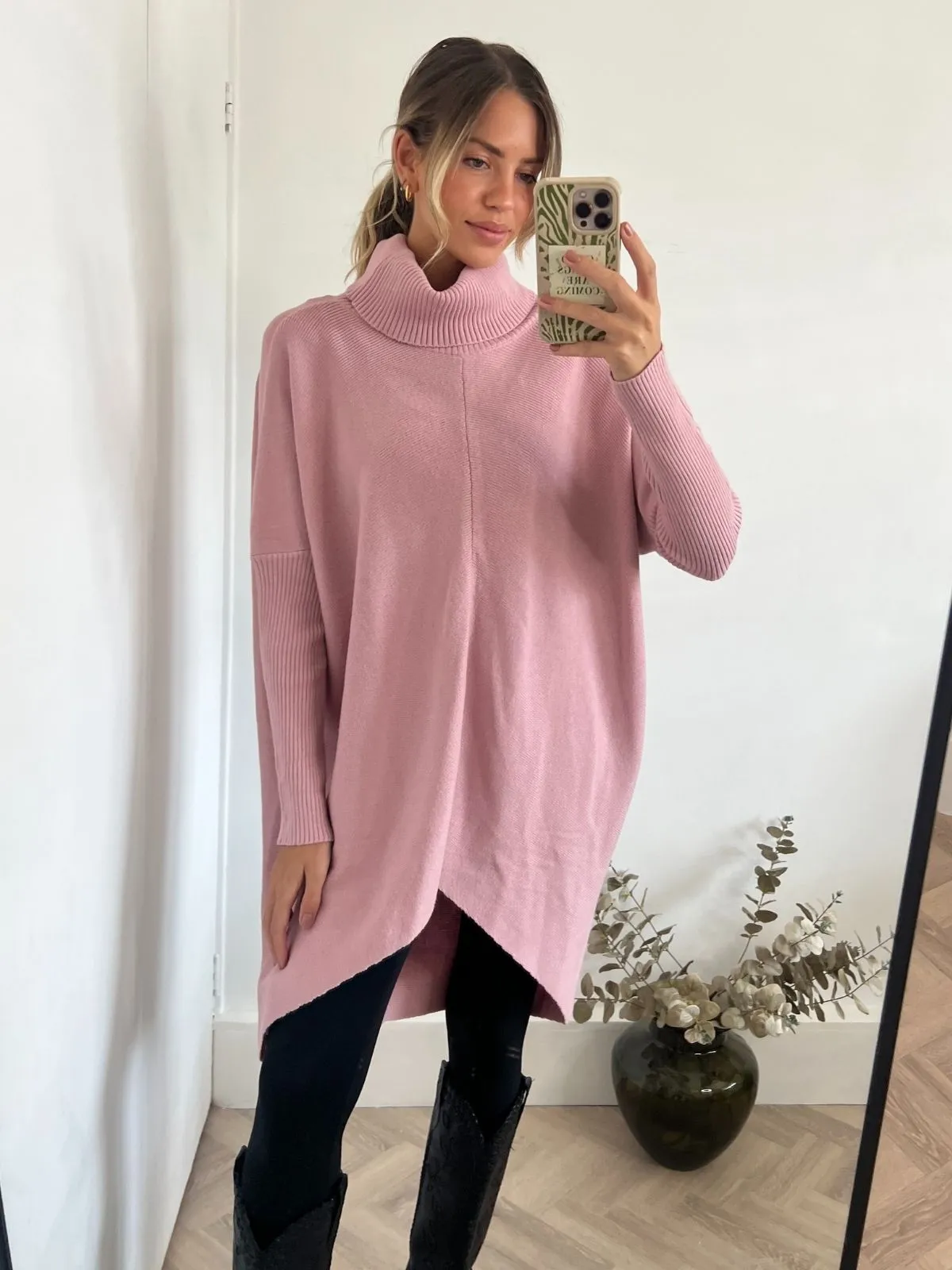 Longer Length Hope Knitted Jumper / Blush