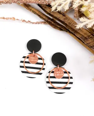 MINI B&W Striped Round Drops