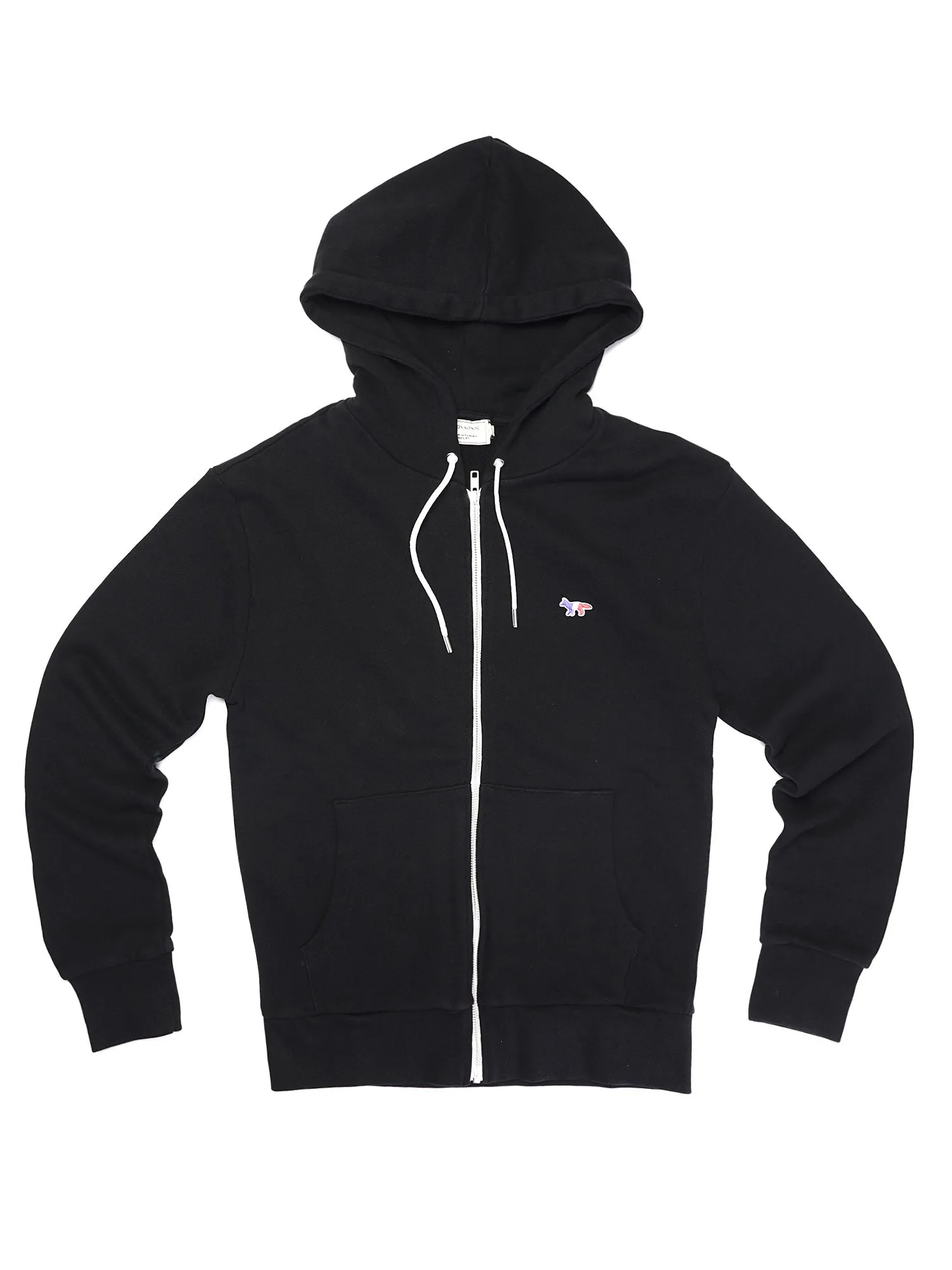 M_ZIP HOODIE TRICOLOR FOX PATCH_BLACK