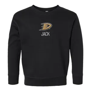 Personalized Anaheim Ducks Secondary Toddler Crewneck Sweatshirt