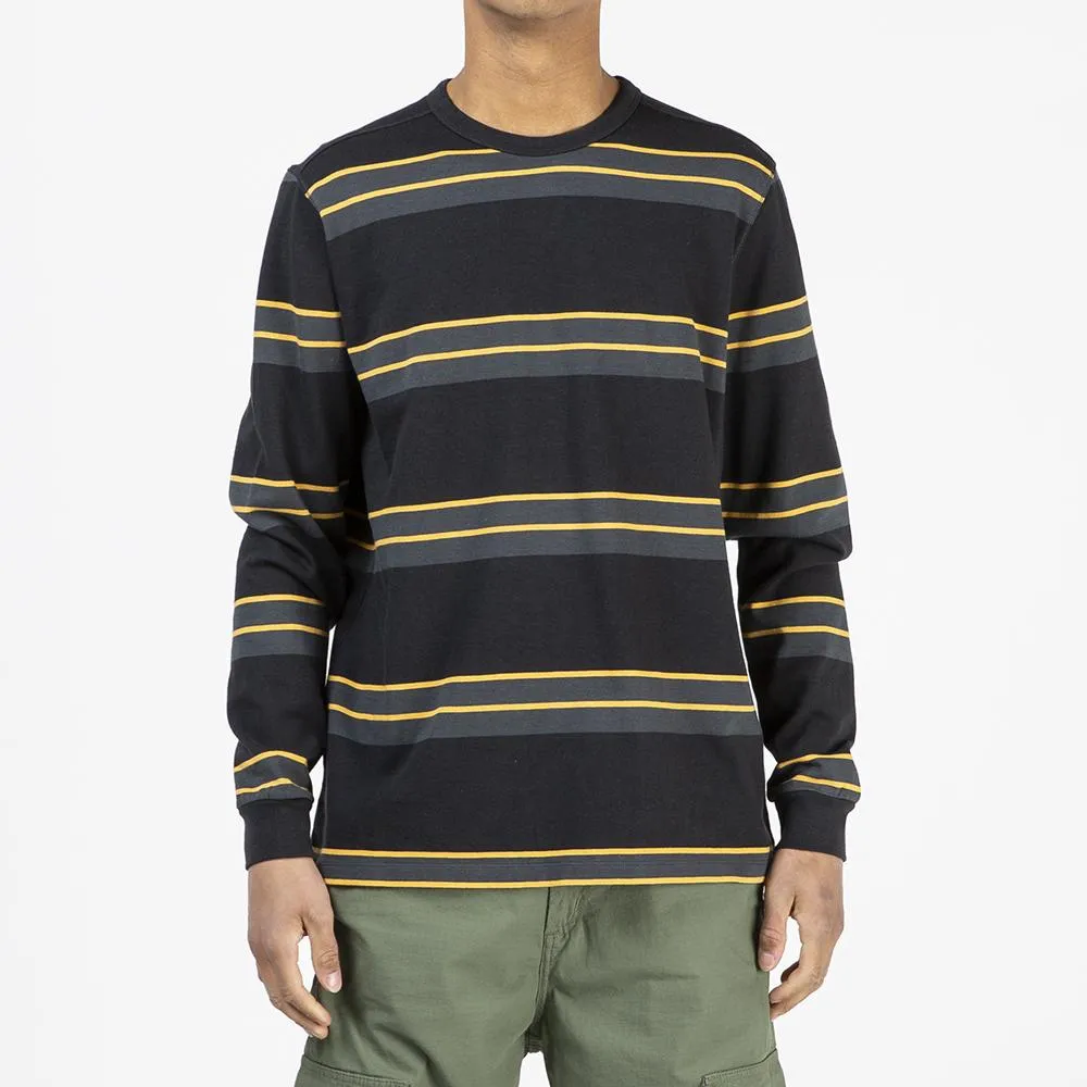 Pop Trading Company Striped Long Sleeve Top Charcoal / Burnt Yellow