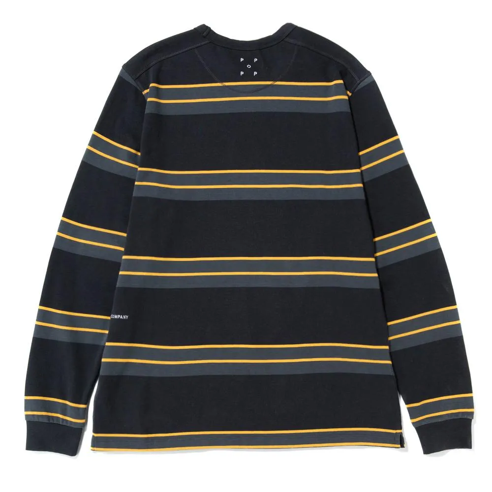 Pop Trading Company Striped Long Sleeve Top Charcoal / Burnt Yellow