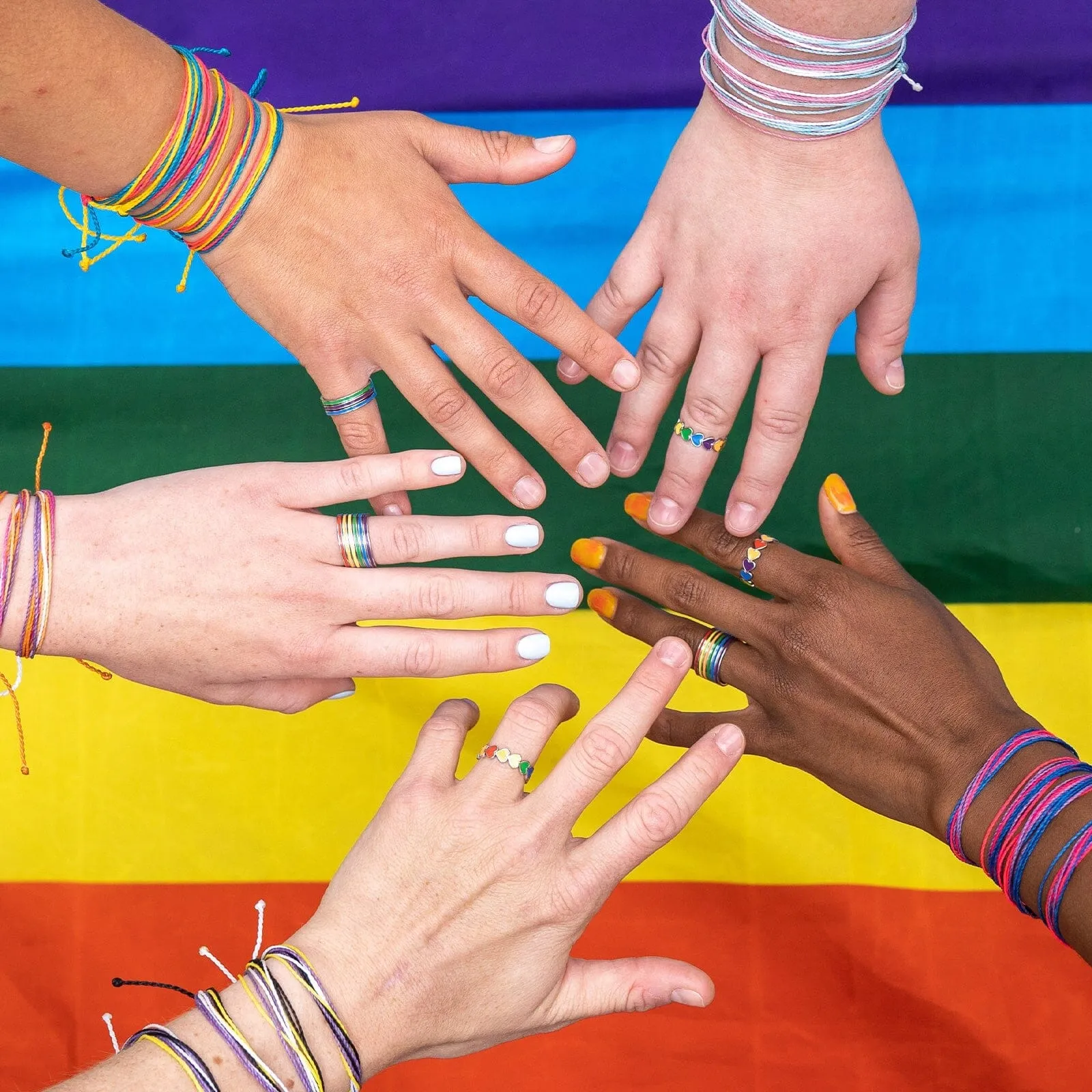 Rainbow Heart Band Ring