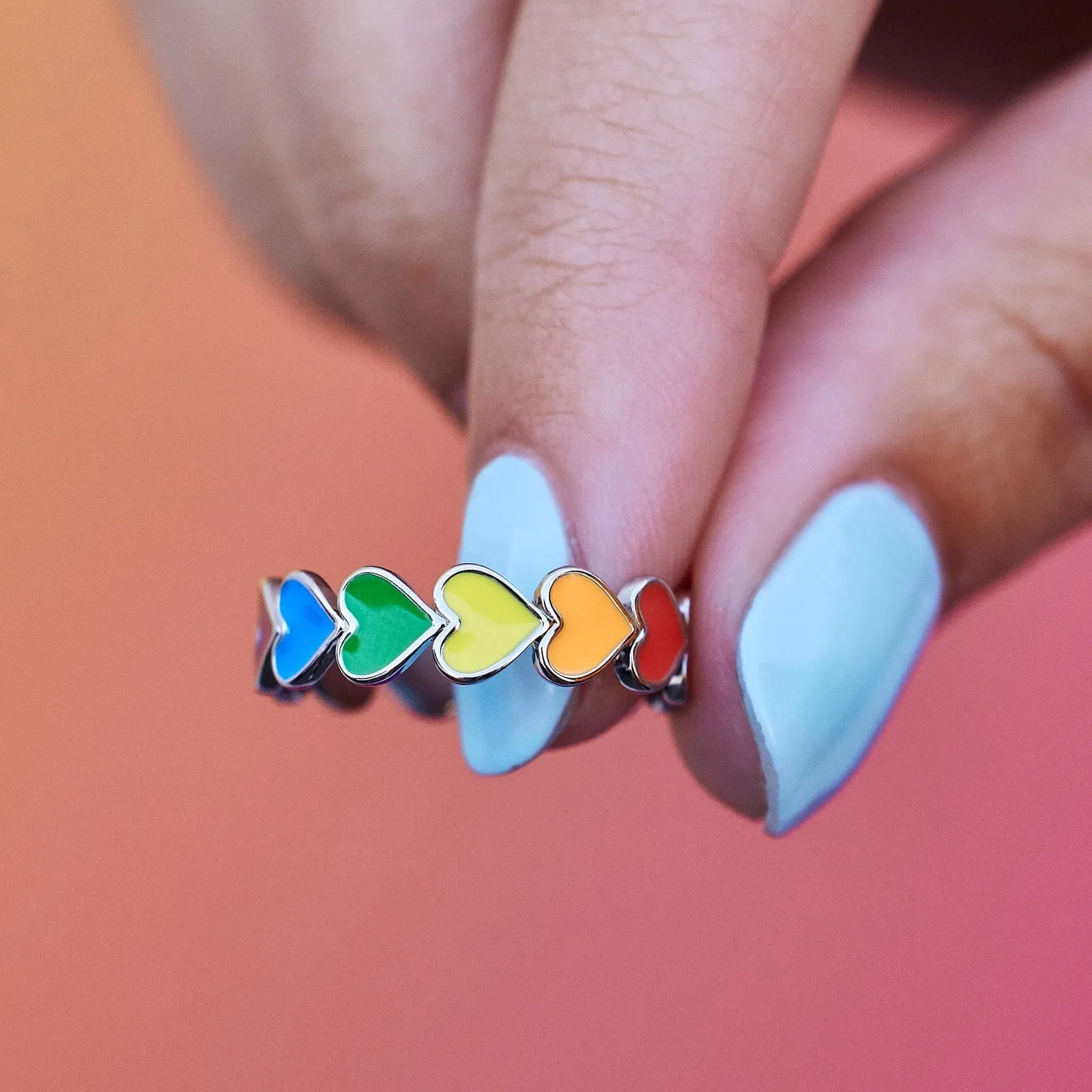 Rainbow Heart Band Ring