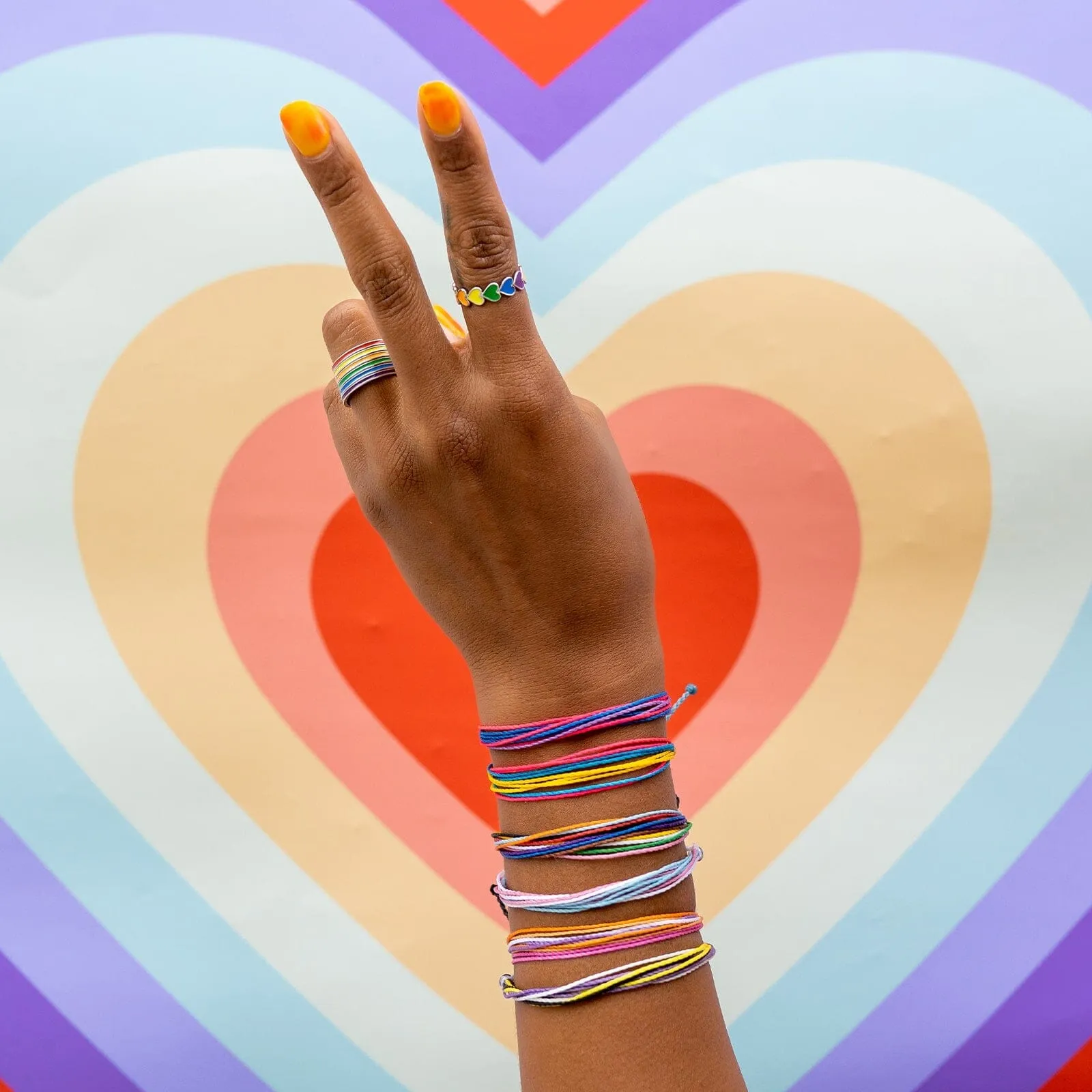 Rainbow Heart Band Ring