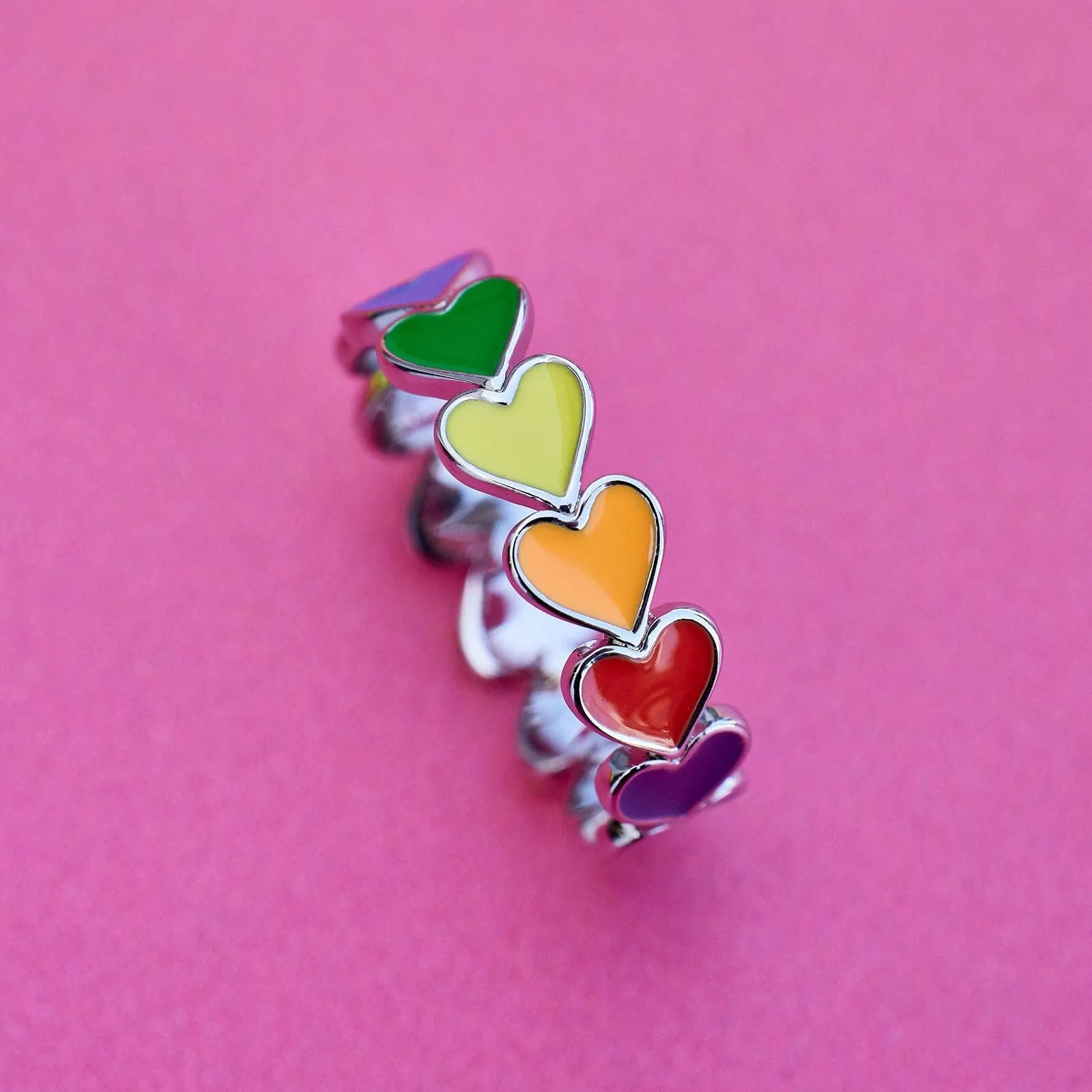 Rainbow Heart Band Ring