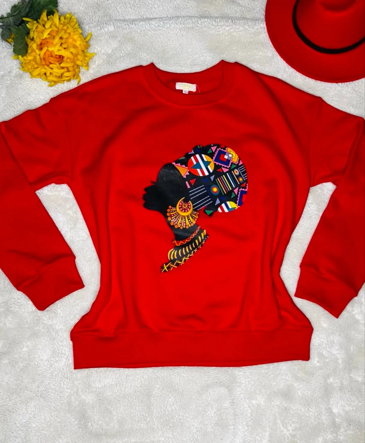 Red African Queen Headwrap Imprint Sweatshirt - Ijele