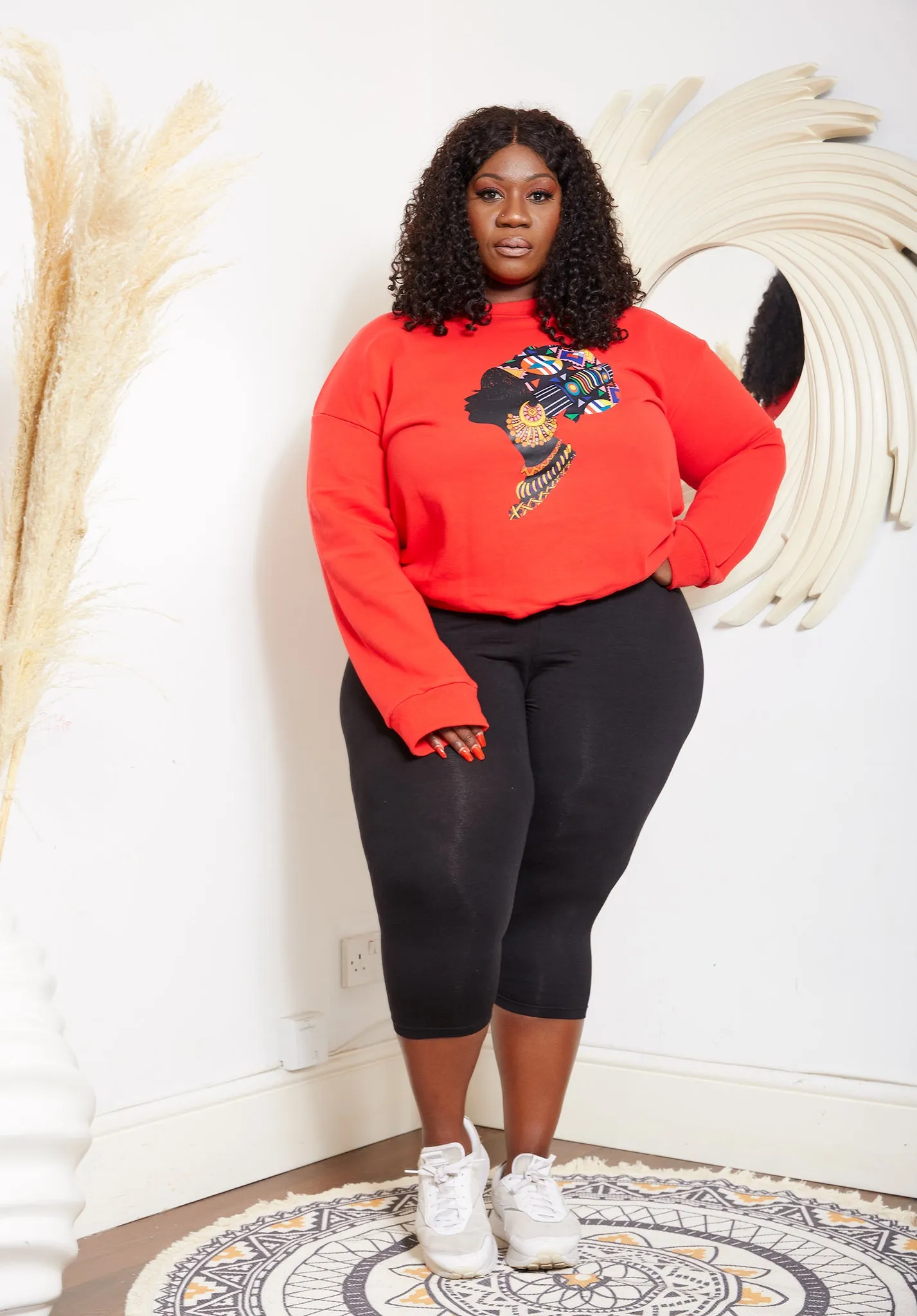 Red African Queen Headwrap Imprint Sweatshirt - Ijele