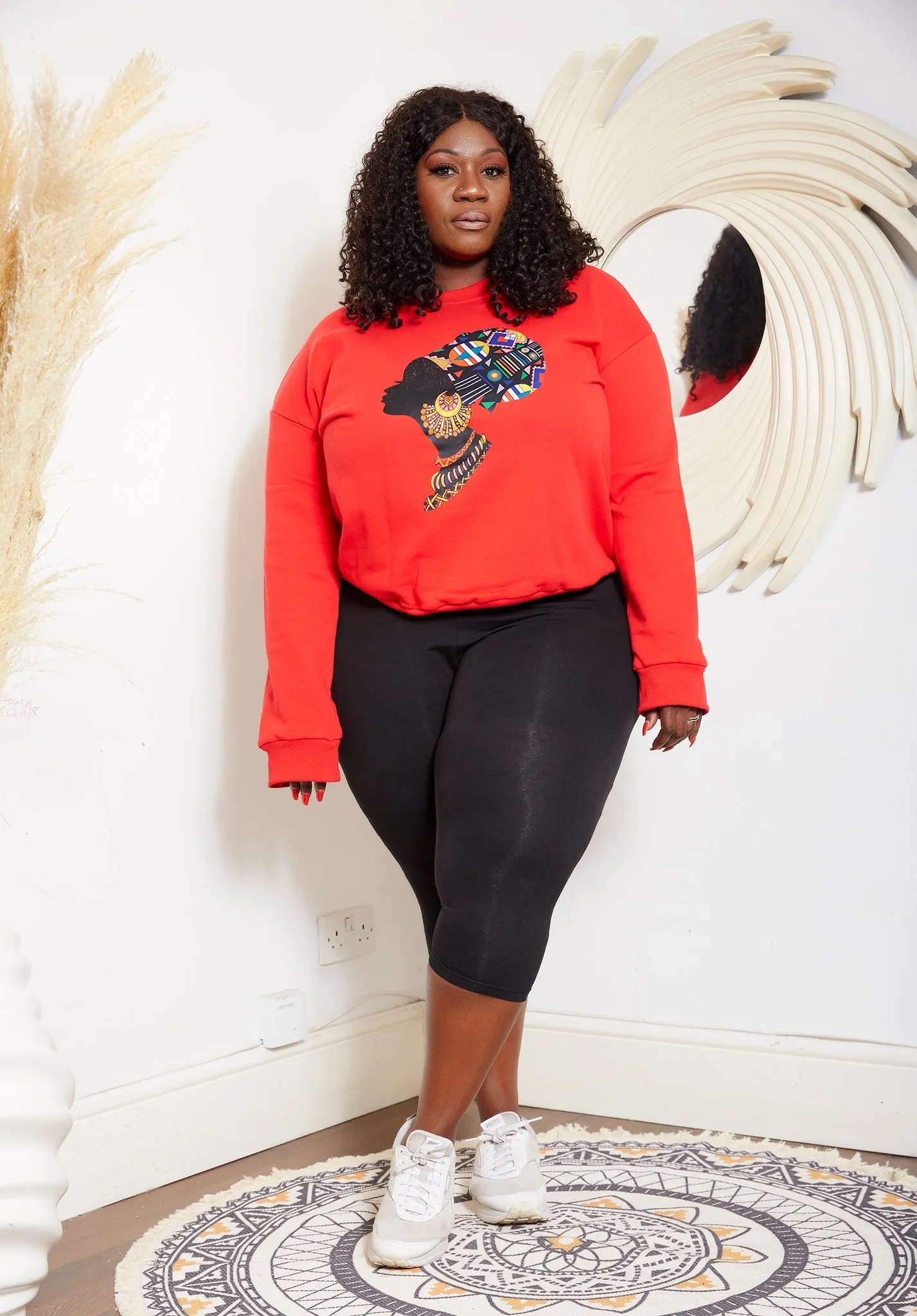 Red African Queen Headwrap Imprint Sweatshirt - Ijele