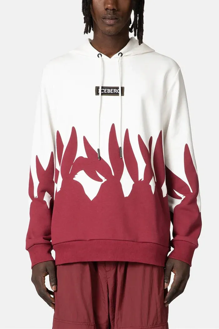 Red Bunny Print Pullover Hoodie (Cream) - I23E0626317S1X1